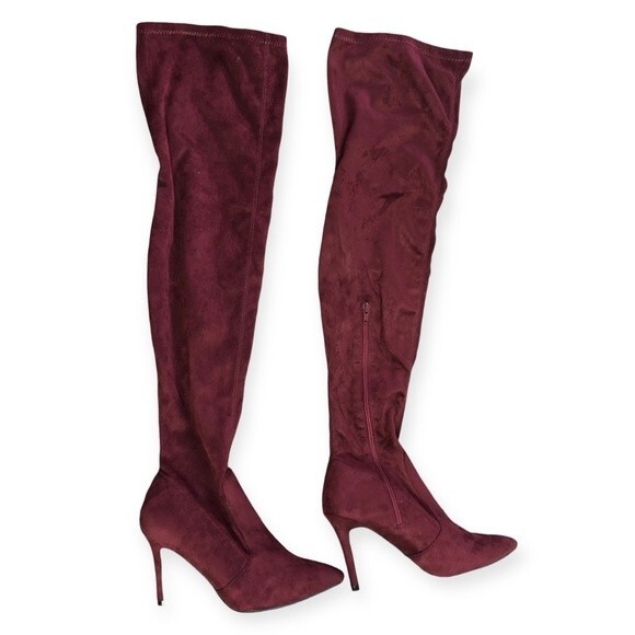 Herstyle Gabrianna Thigh High Suede Pointy Toe Stiletto Heel Boot - Picture 2 of 4
